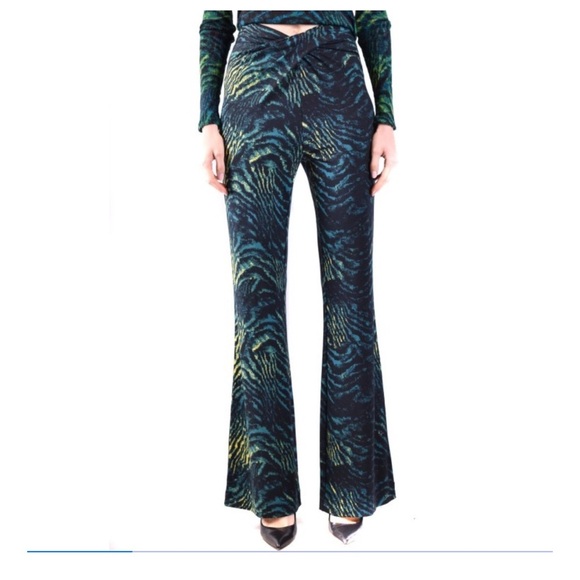 Diane Von Furstenberg Flared Trousers With Unique Textured Pattern And Fit - Picture 1 of 10